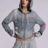 Bluza z kapturem Cleo z nadrukiem i zamkiem błyskawicznym