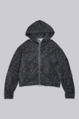 Bluza z kapturem Monster Hoodie w kolorze grafitowym z nadrukiem lamparta
