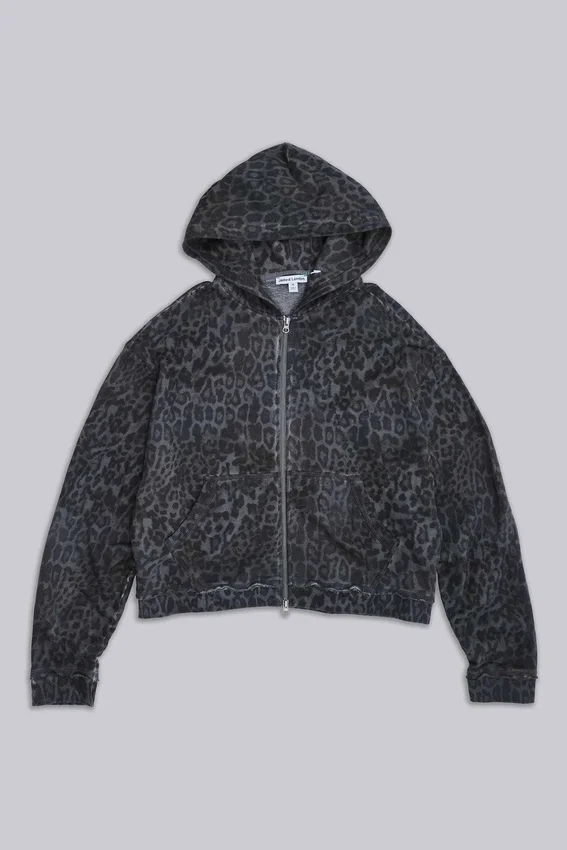 Bluza z kapturem Monster Hoodie w kolorze grafitowym z nadrukiem lamparta