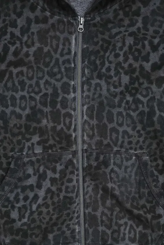 Bluza z kapturem Monster Hoodie w kolorze grafitowym z nadrukiem lamparta
