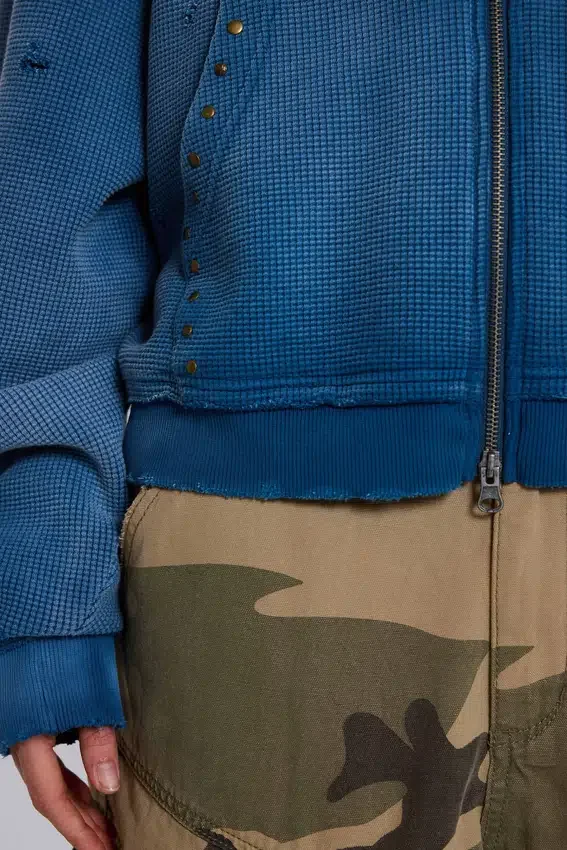 Bluza z kapturem „Monster” z teksturowanej bawełny waflowej w stylu „Sunfade”