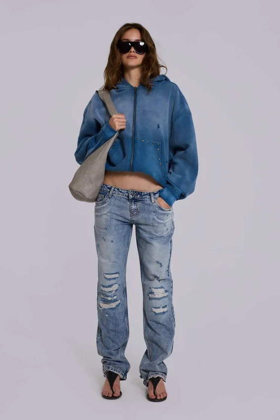 Rider Low Rise Straight Leg Jeans w jasnym odcieniu