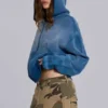 Bluza z kapturem „Monster” z teksturowanej bawełny waflowej w stylu „Sunfade”