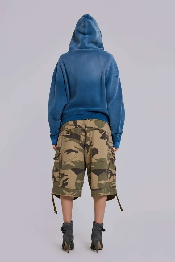 Bluza z kapturem „Monster” z teksturowanej bawełny waflowej w stylu „Sunfade”
