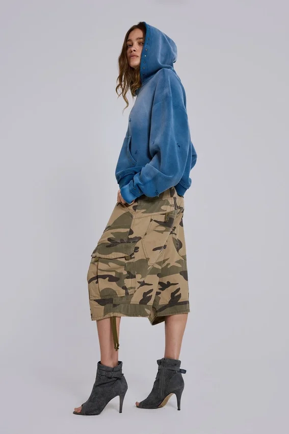 Bluza z kapturem „Monster” z teksturowanej bawełny waflowej w stylu „Sunfade”