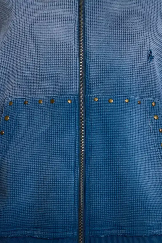Bluza z kapturem „Monster” z teksturowanej bawełny waflowej w stylu „Sunfade”