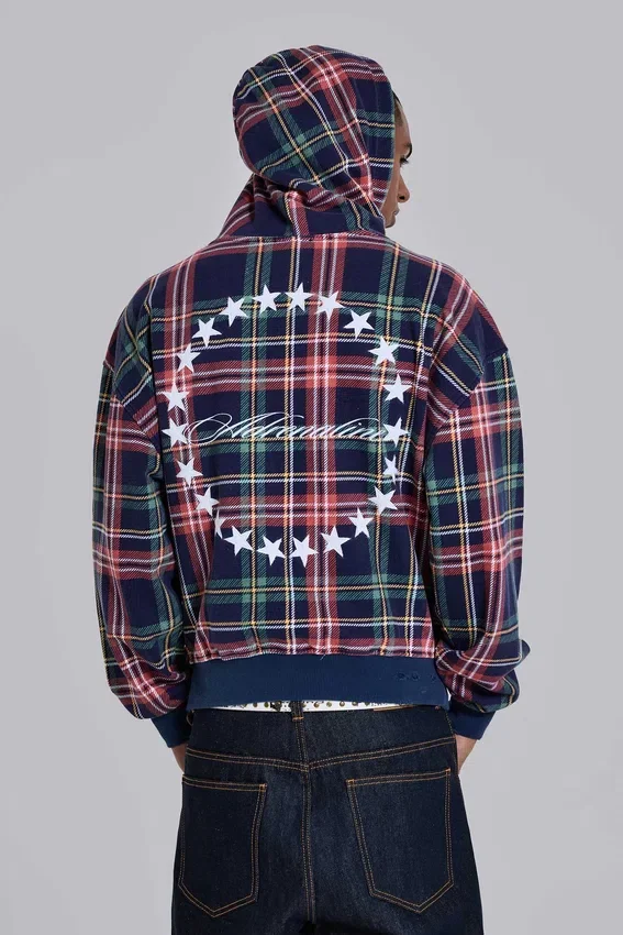 Bluza z kapturem w kratę „Adrenaline” zapinana na zamek