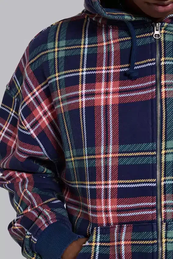 Bluza z kapturem w kratę „Adrenaline” zapinana na zamek