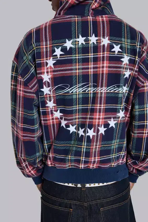 Bluza z kapturem w kratę „Adrenaline” zapinana na zamek