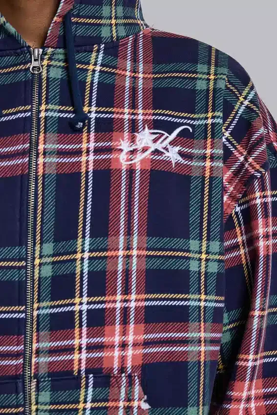 Bluza z kapturem w kratę „Adrenaline” zapinana na zamek