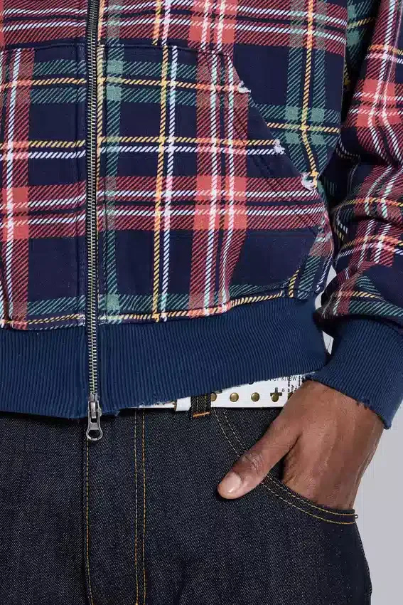 Bluza z kapturem w kratę „Adrenaline” zapinana na zamek