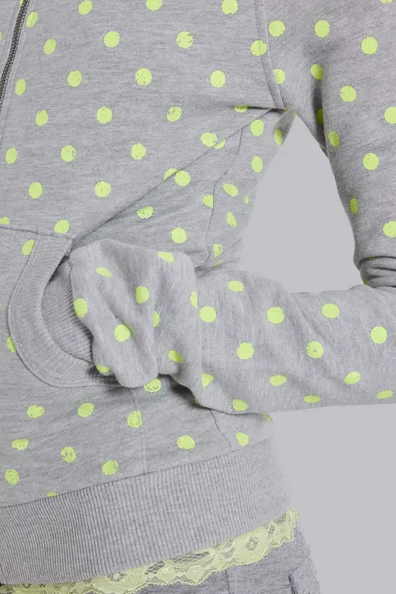 Bluza z kapturem w neonowe kropki