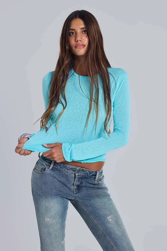 Bluzka z długim rękawem „Turquoise Mist”