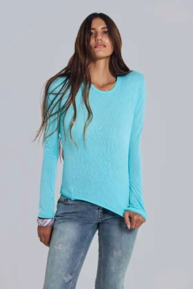 Bluzka z długim rękawem „Turquoise Mist”