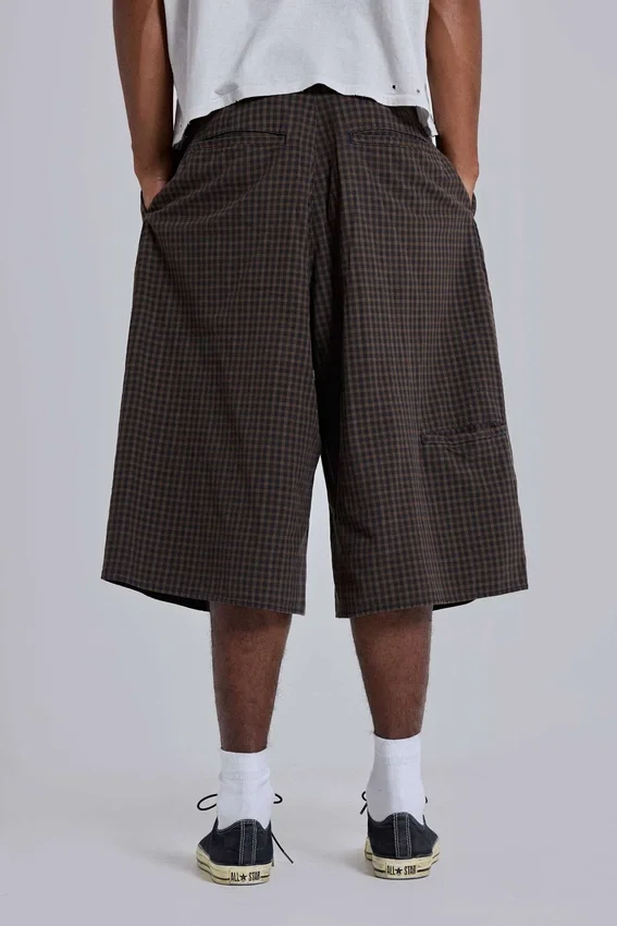 Brązowe Goliath Shorts w kratę w rozmiarze XL