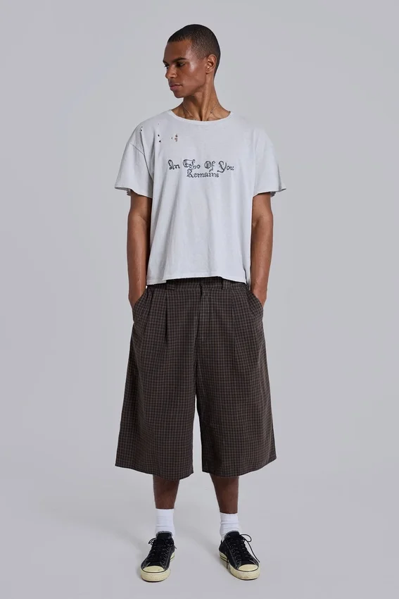 Brązowe Goliath Shorts w kratę w rozmiarze XL