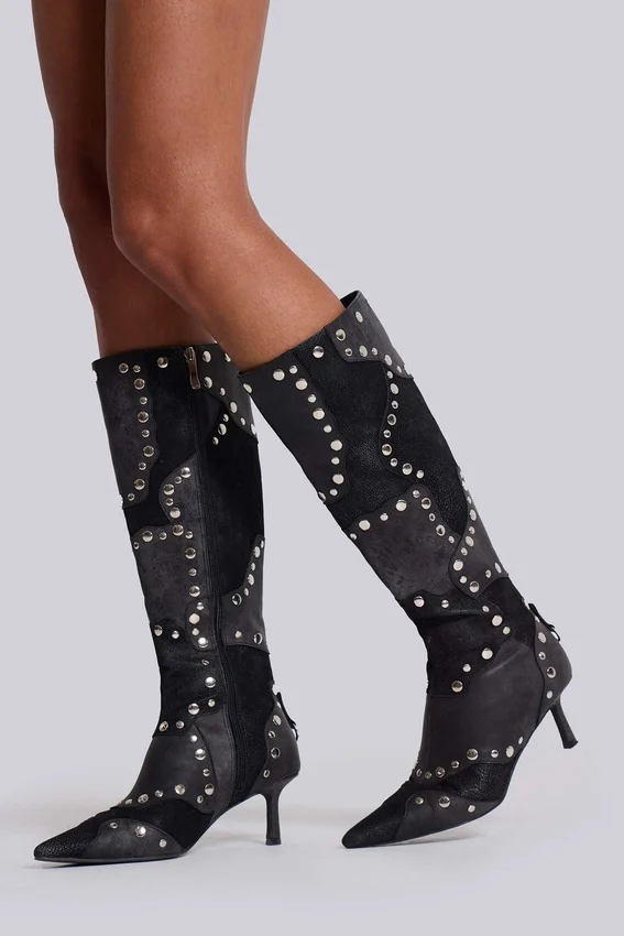 Buty do kolan „Shadow” z ćwiekami