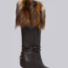 Buty na obcasie z sztucznym futrem Fauna