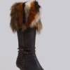 Buty na obcasie z sztucznym futrem Fauna
