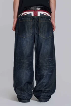 Colossus Jeans w kolorze indygo z motywem Union Jack