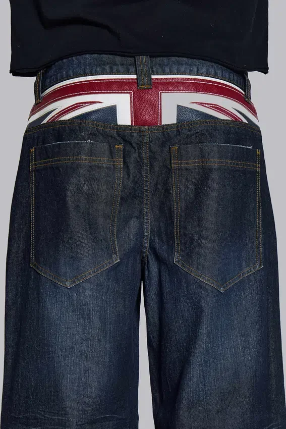 Colossus Jeans w kolorze indygo z motywem Union Jack