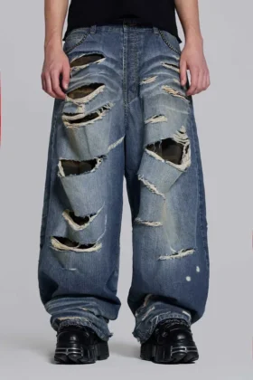 Colossus Jeans XL z podartymi nogawkami i ukrytym wzorem kamuflażu