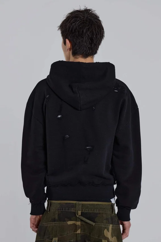 Czarna bluza z kapturem Pullover Bitten