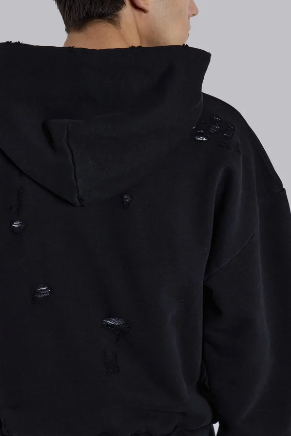Czarna bluza z kapturem Pullover Bitten