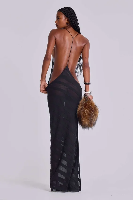 Czarna dzianinowa sukienka maxi Noir
