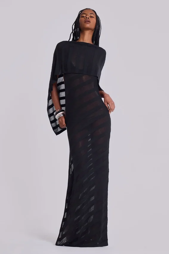 Czarna dzianinowa sukienka maxi Noir