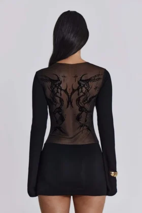 Czarna sukienka z siateczki „Black Wings”