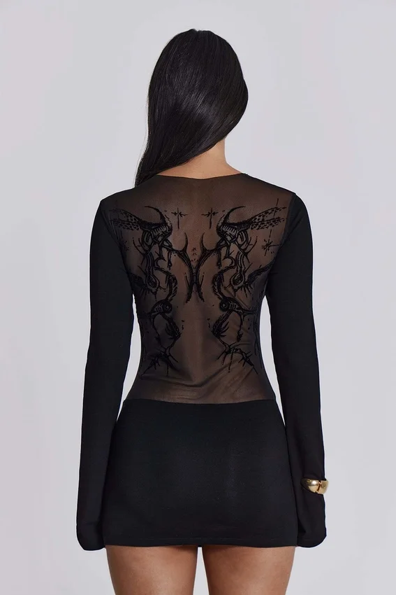 Czarna sukienka z siateczki „Black Wings”