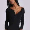 Czarna top Henley „Haze”
