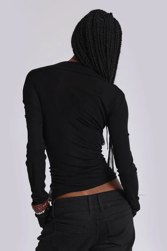 Czarna top Henley „Haze”
