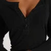 Czarna top Henley „Haze”