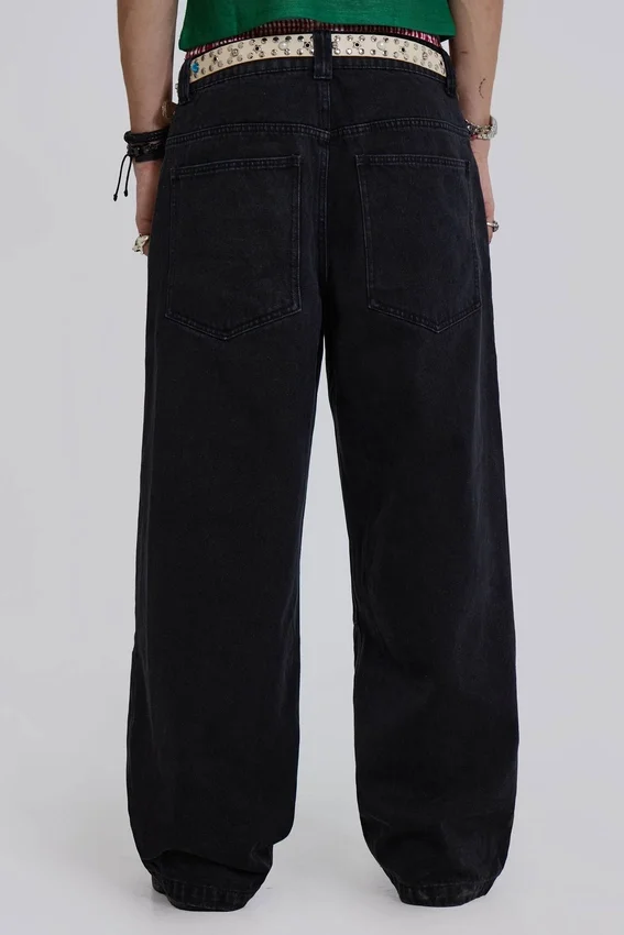 Czarne Colossus Jeans z niskim stanem