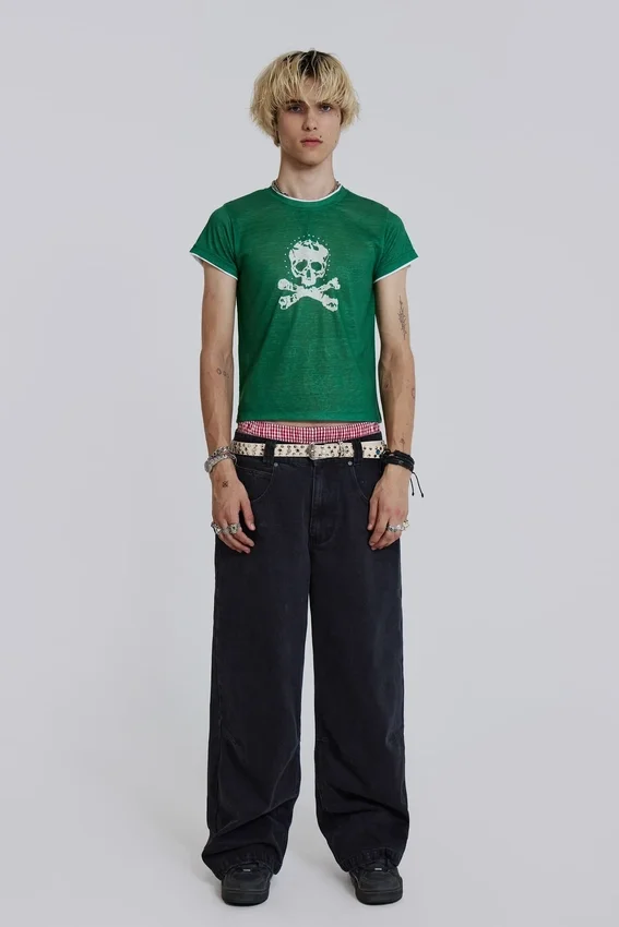 Czarne Colossus Jeans z niskim stanem