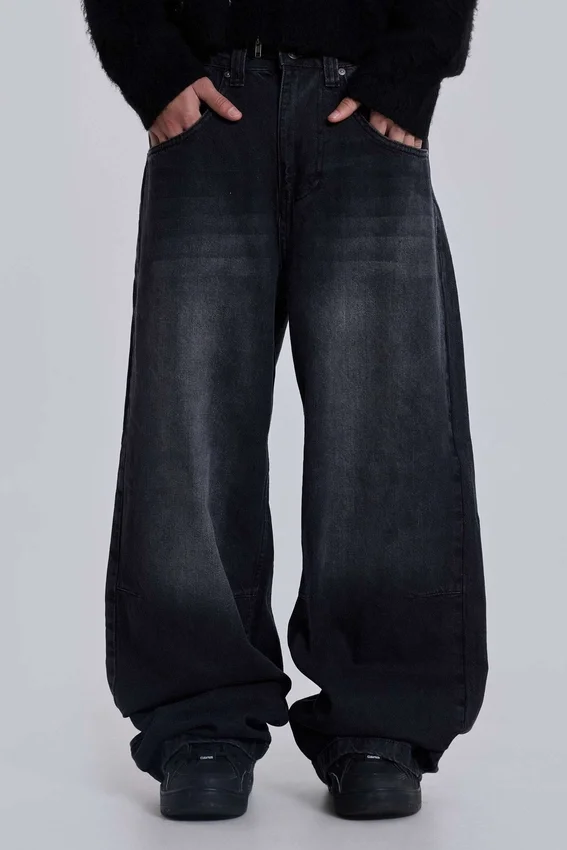 Czarne jeansy Colossus Jeans z efektem sprania