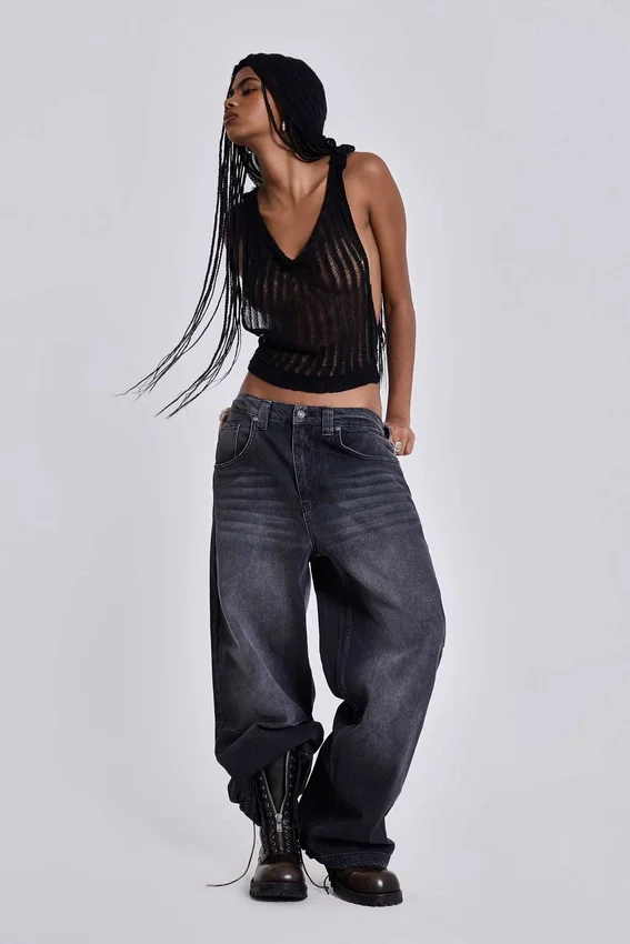 Czarne jeansy Colossus Jeans z efektem sprania