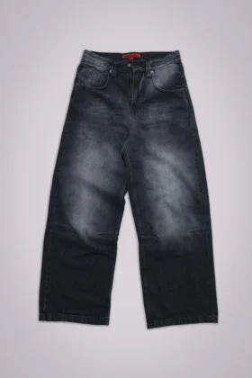Czarne jeansy Colossus Jeans z efektem sprania