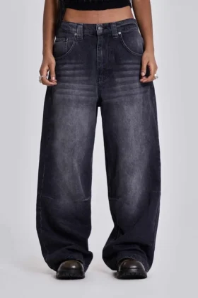 Czarne jeansy Colossus Jeans z efektem sprania