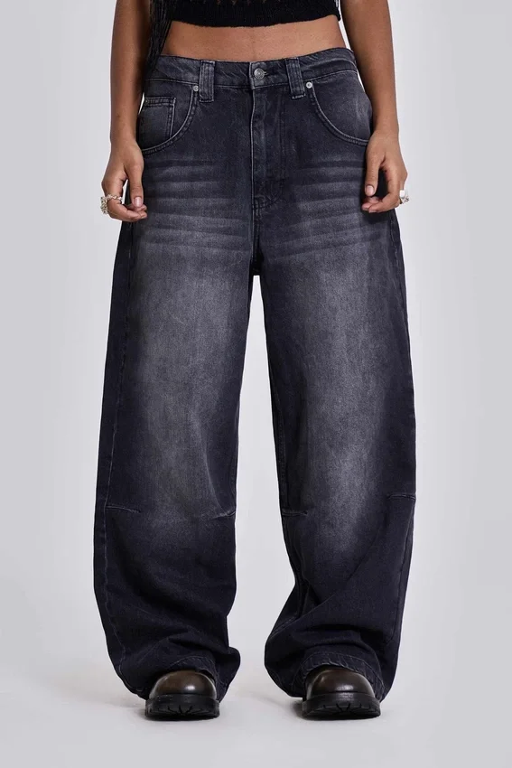 Czarne jeansy Colossus Jeans z efektem sprania