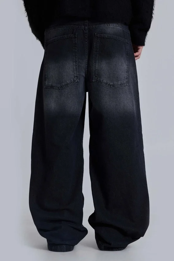 Czarne jeansy Colossus Jeans z efektem sprania