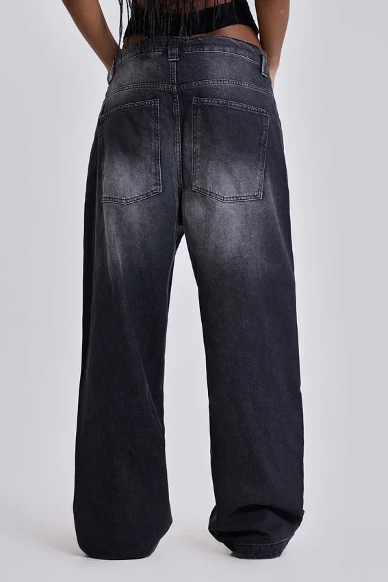 Czarne jeansy Colossus Jeans z efektem sprania