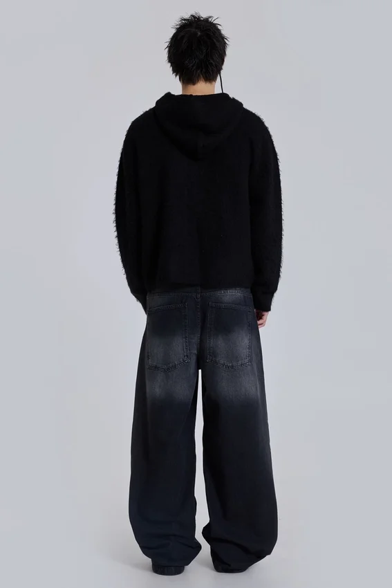 Czarne jeansy Colossus Jeans z efektem sprania