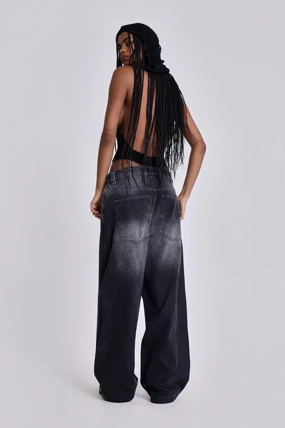 Czarne jeansy Colossus Jeans z efektem sprania