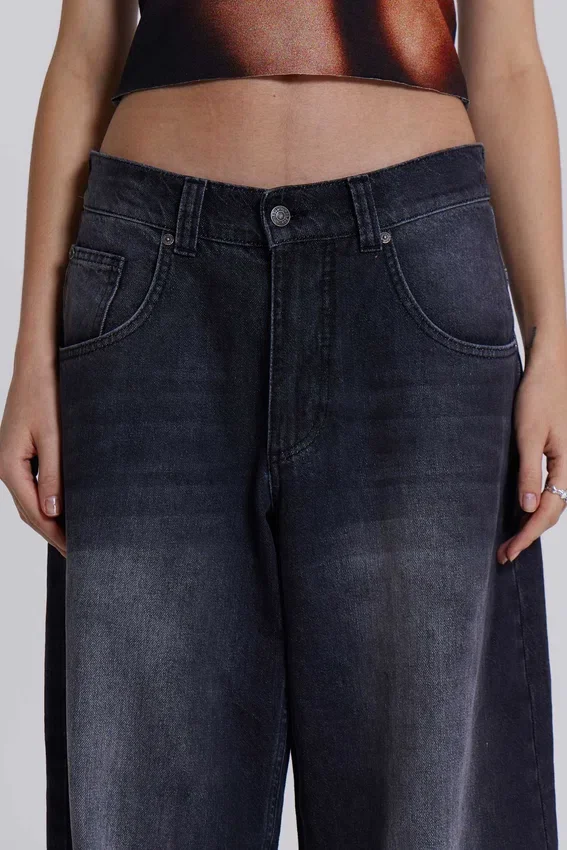 Czarne jeansy Colossus Jeans z efektem sprania