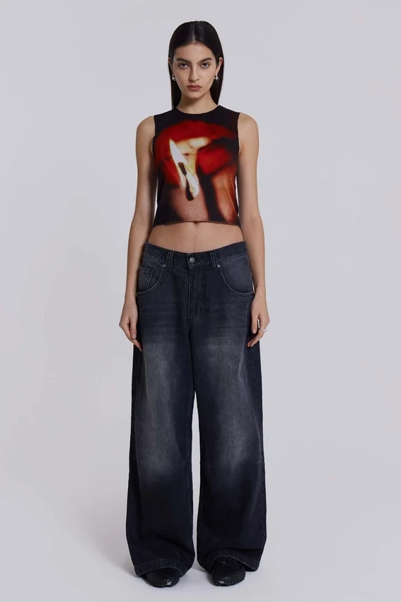Czarne jeansy Colossus Jeans z efektem sprania