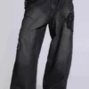Czarne Jeansy XL Colossus z wypukłym haftem
