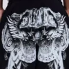 Czarne, luźne spodnie dresowe „Monster Joggers” z gotyckim nadrukiem